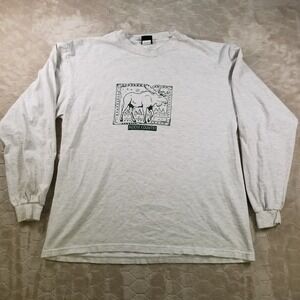 VTG Alps Fine Apparel For Men Moose Country Long Sleeve Shirt Sz Md WORN HOLES